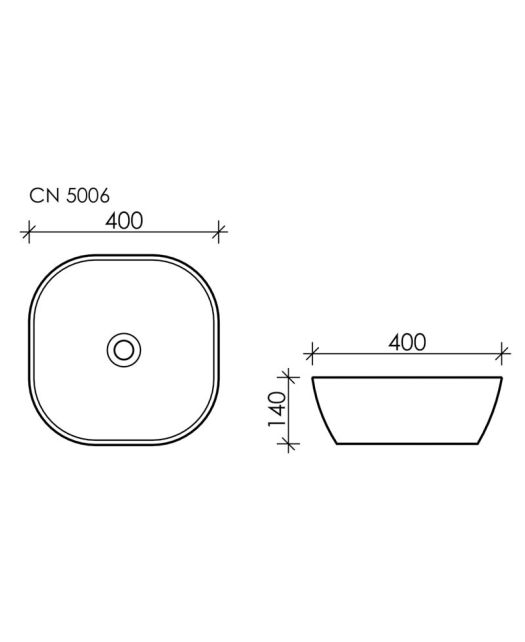 Умывальник чаша накладная квадратная Element CN5006 (Ceramicanova) 40 см