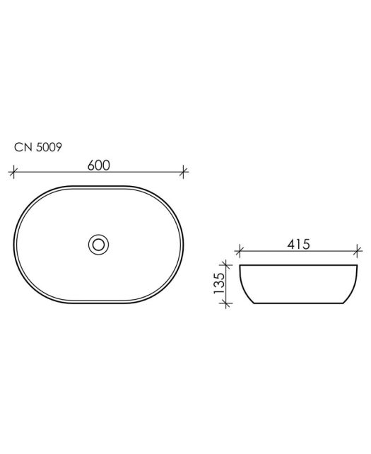 Умывальник чаша накладная овальная Element CN5009 (Ceramicanova) 60х41,5 см