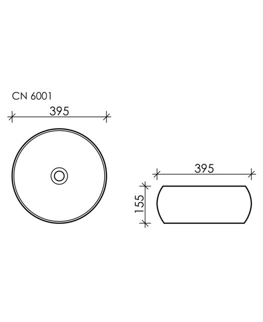 Умывальник чаша накладная круглая Element CN6001 (Ceramicanova) 39,5 см