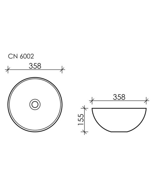 Умывальник чаша накладная круглая Element CN6002 (Ceramicanova) 35,8 см