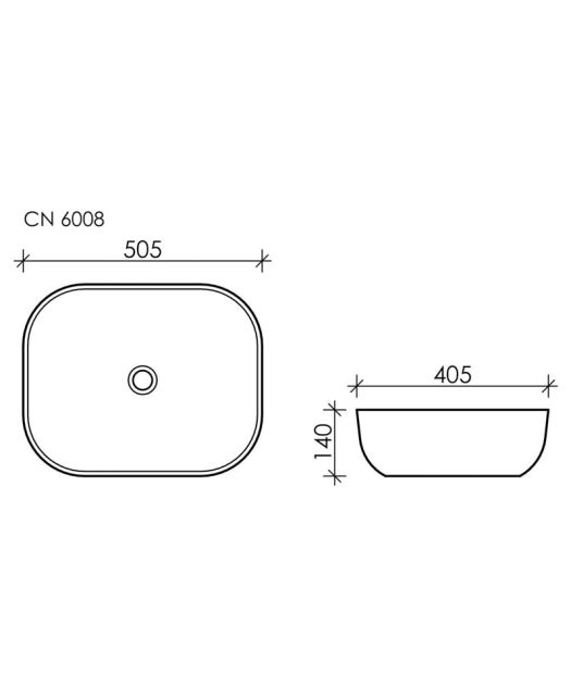 Умывальник чаша прямоугольная Element CN6008 (Ceramicanova) 50,5х40,5 см Белый