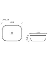 Умывальник чаша прямоугольная Element CN6008 (Ceramicanova) 50,5х40,5 см Белый