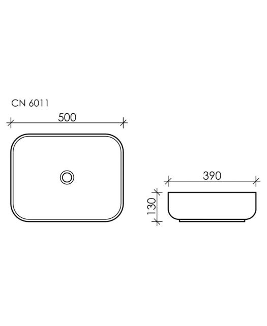 Умывальник чаша прямоугольная Element CN6011 (Ceramicanova) 50х39 см Белый