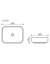 Умывальник чаша прямоугольная Element CN6011 (Ceramicanova) 50х39 см Белый