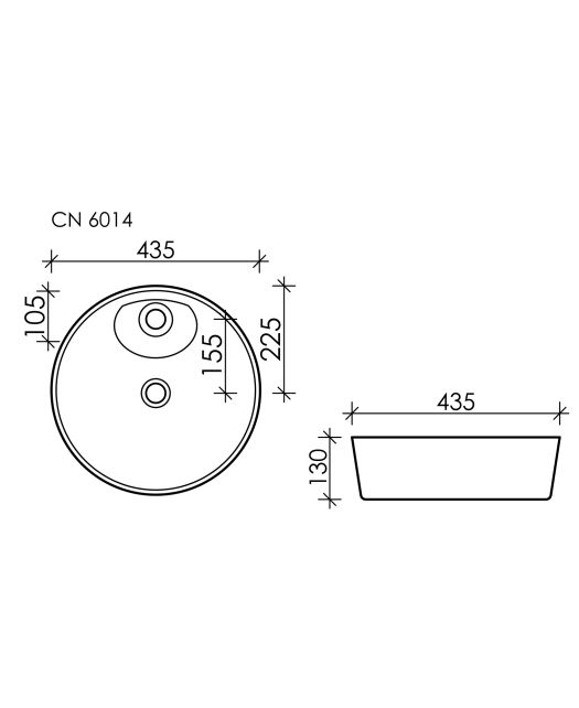 Умывальник чаша круглая Element CN6014 (Ceramicanova) 43,5 см Белый