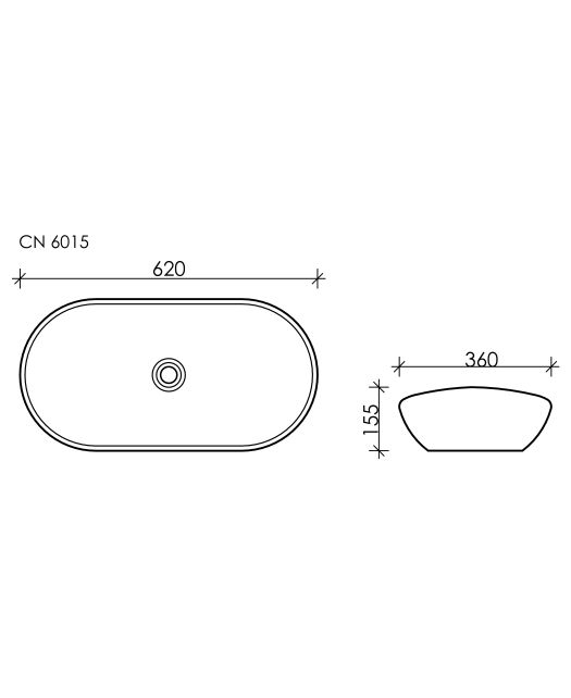 Умывальник чаша овальная Element CN6015 (Ceramicanova) 62х36 см Белый