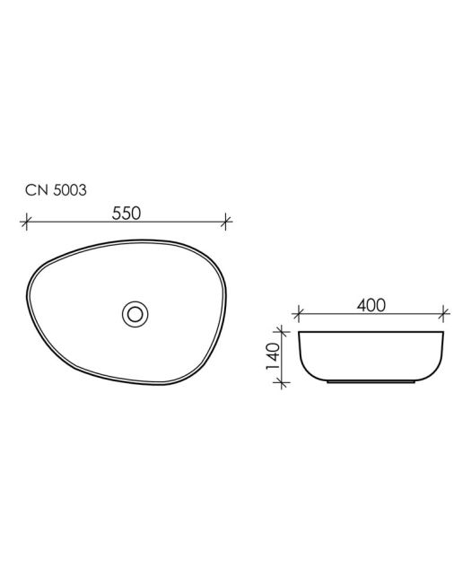 Умывальник чаша ассиметричная Element CN5003 (Ceramicanova) 55х40 см Белый