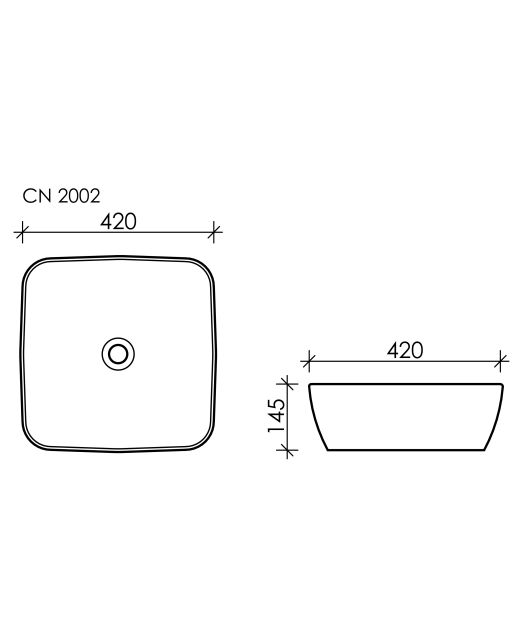 Умывальник чаша квадратная FORM CN2002 (Ceramicanova) 42 см Белый