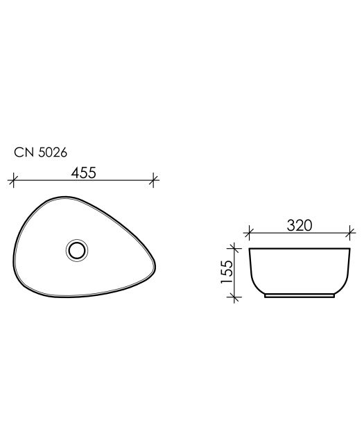 Умывальник чаша ассиметричная Element CN5026 (Ceramicanova) 45,5х32 см Белый