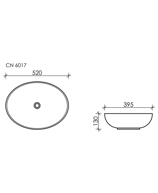 Умывальник чаша овальная Element CN6017MW (Ceramicanova) 52х39,5 см Белый матовый