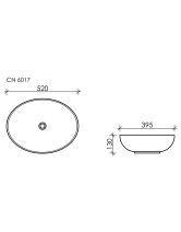 Умывальник чаша овальная Element CN6017MW (Ceramicanova) 52х39,5 см Белый матовый