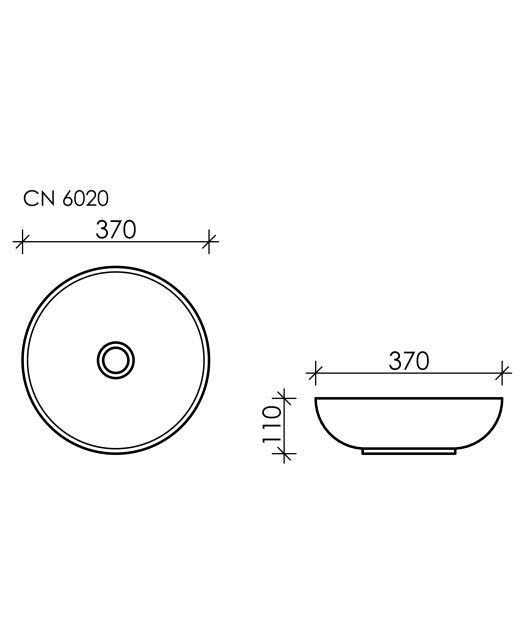 Умывальник чаша круглая Element CN6020 (Ceramicanova) 37 см Белый