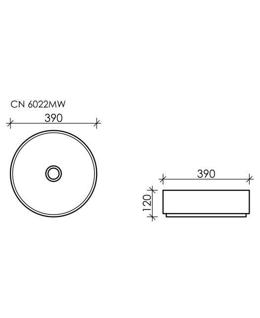 Умывальник чаша круглая Element CN6022MW (Ceramicanova) 39 см белый матовый