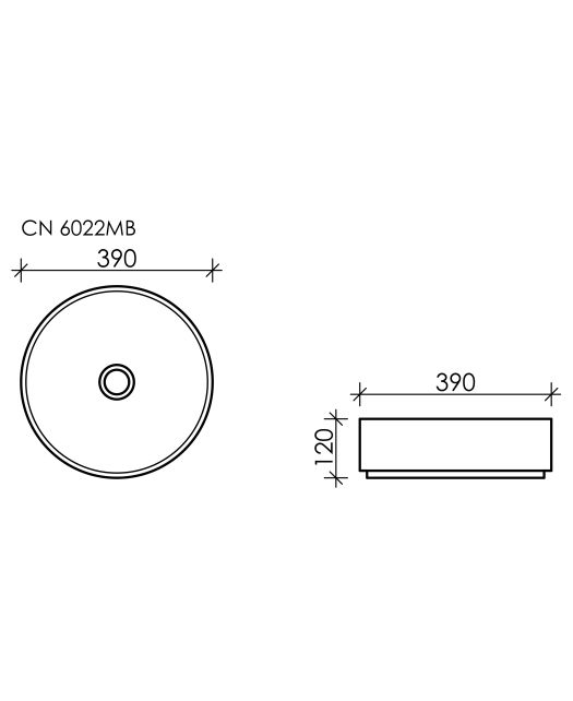 Умывальник чаша круглая Element CN6022MC (Ceramicanova) 39 см Чёрный матовый