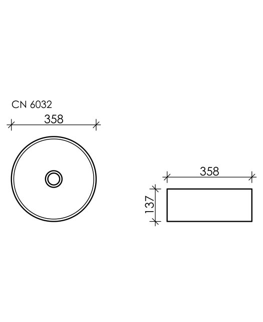 Умывальник чаша круглая Element CN6032 (Ceramicanova) 35,8 см белый