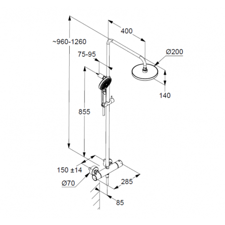 Душевая система DIVE DUAL SHOWER SYSTEM с термостатом (KlUDI) Германия, хром