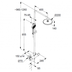 Душевая система DIVE DUAL SHOWER SYSTEM 6807905-00 с термостатом (KlUDI) Германия, хром