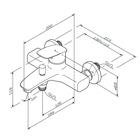 Смеситель для ванны и душа Spirit 2.1 F71A10000 (AM.PM) хром