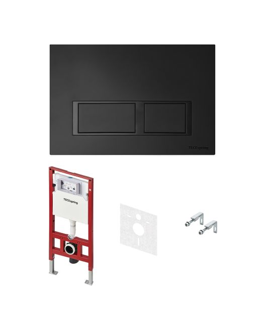 Комплект, застенный модуль TECEspring S401204, пластиковая панель TECEspring V (TECE) черный матовый