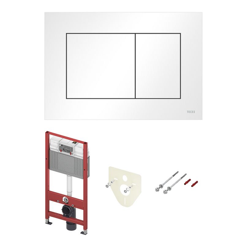 Комплект, застенный модуль TECEbase, пластиковая панель TECEnow (TECE) белая глянцевая
