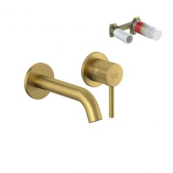 Смеситель встраиваемый для умывальника BOZZ со скрытой частью в комплекте (KLUDI) брашированное золото 180 мм