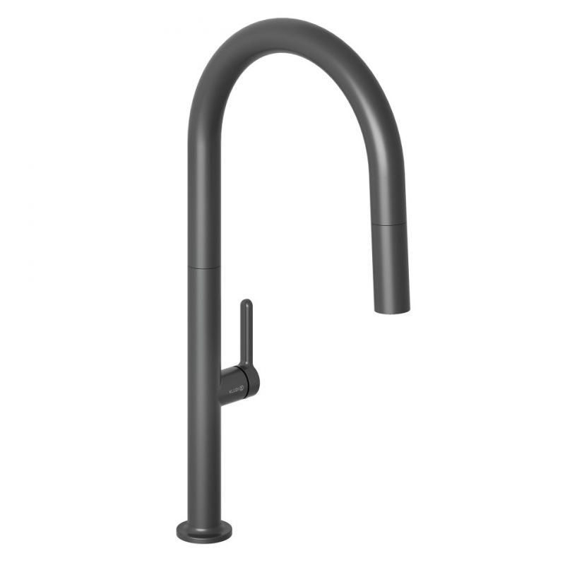 Смеситель для кухни AUREA с выдвижным изливом (KLUDI) глубокий черный матовый
