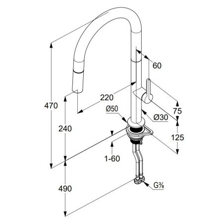 Смеситель для кухни AUREA с выдвижным изливом (KLUDI) брашированный никель