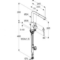 Смеситель для кухни KLUDI L-INE S с выдвижным изливом (KLUDI) черный матовый