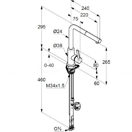 Смеситель для кухни KLUDI L-INE S с выдвижным изливом (KLUDI) черный матовый