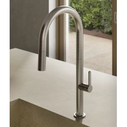 Смеситель для кухни AUREA с выдвижным изливом (KLUDI) брашированный никель