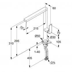 Смеситель для кухни QORD (KLUDI) брашированный никель