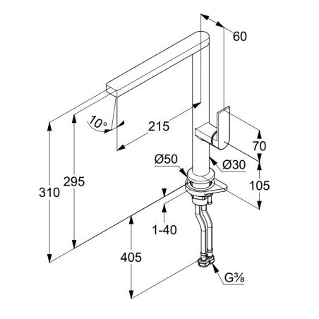 Смеситель для кухни QORD (KLUDI) брашированный никель