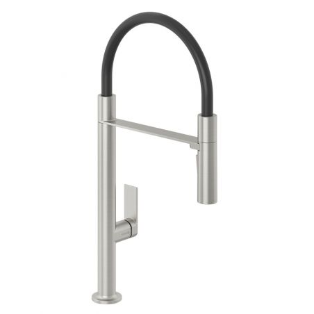 Смеситель для кухни QORD выдвижной поворотный излив (KLUDI) брашированный никель