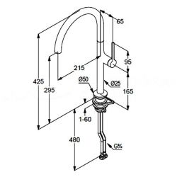 Смеситель для кухни REEF (KLUDI) оружейная сталь