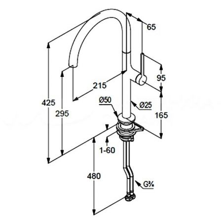 Смеситель для кухни REEF (KLUDI) оружейная сталь
