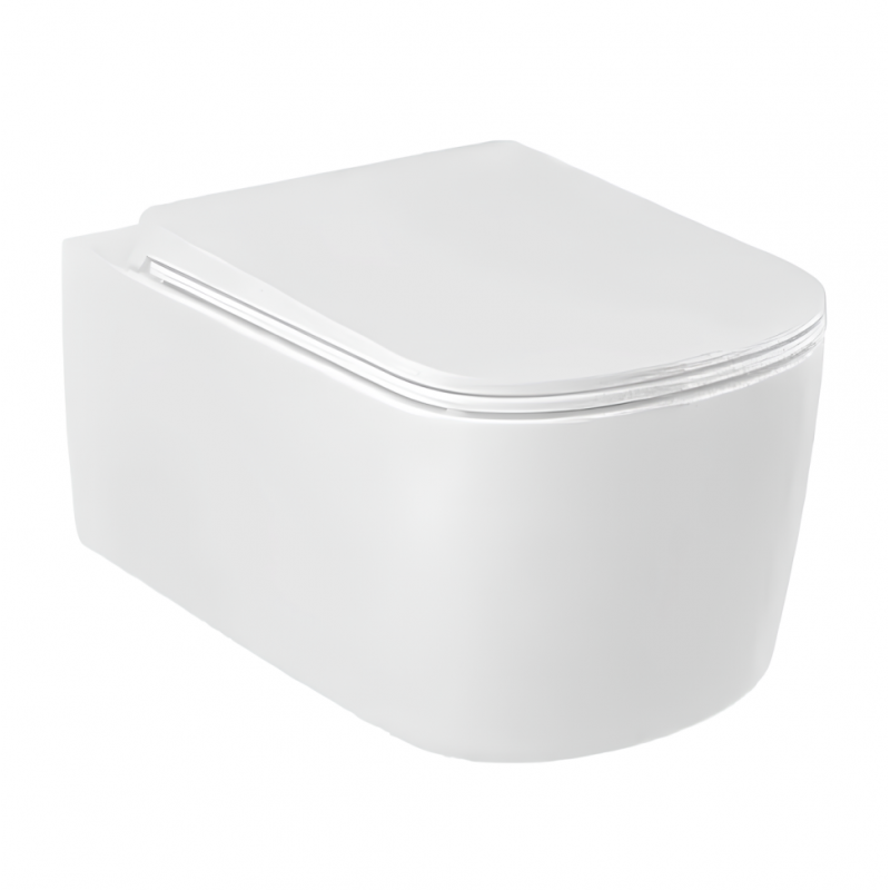 Унитаз подвесной безободковый RESA S с сиденьем крышкой (KLUDI) белый 55х36 см