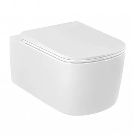 Унитаз подвесной безободковый RESA S с сиденьем крышкой (KLUDI) белый 55х36 см