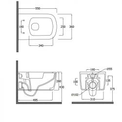 Унитаз подвесной безободковый RESA S с сиденьем крышкой (KLUDI) серо-бежевый матовый 55х36 см