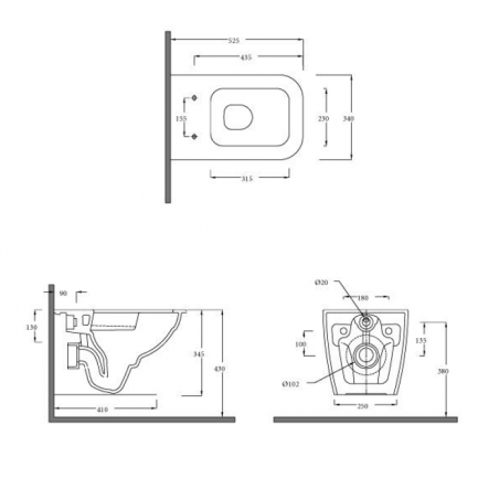 Унитаз подвесной безободковый RESA C с сиденьем крышкой (KLUDI) белый 55х36 см