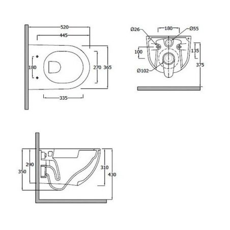 Унитаз подвесной безободковый RESA D без крышки (KLUDI) белый 52х36,5