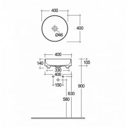 Раковина накладная без перелива RESA R (KLUDI) белый матовый 40 см