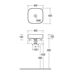 Раковина накладная без перелива RESA S (KLUDI) белый 40