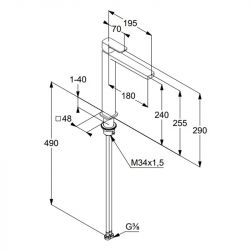 Смеситель высокий для умывальника RENON (KLUDI) брашированное золото