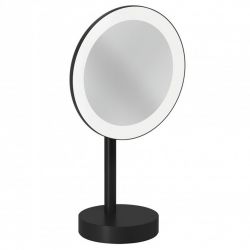 Зеркало косметическое настольное с подсветкой VELA R 3х кратное увеличение (KLUDI) черный матовый