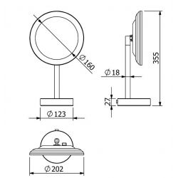 Зеркало косметическое настольное с подсветкой VELA R 3х кратное увеличение (KLUDI) белый матовый
