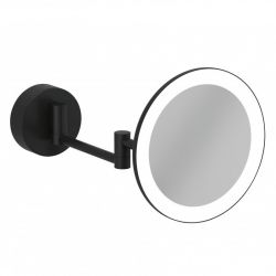 Зеркало косметическое подвесное с подсветкой VELA R 3х кратное увеличение (KLUDI) черный матовый
