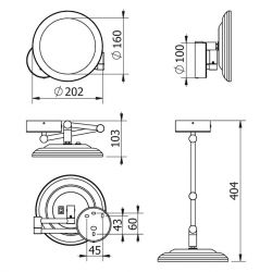 Зеркало косметическое подвесное с подсветкой VELA R 3х кратное увеличение (KLUDI) белый матовый