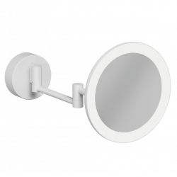Зеркало косметическое подвесное с подсветкой VELA R 3х кратное увеличение (KLUDI) белый матовый
