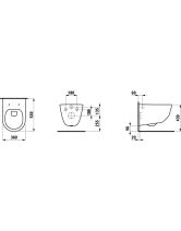 Унитаз подвесной PRO RIMLESS, глубокое смывание (LAUFEN) скрытый ободок /53х36х43/ (бел)