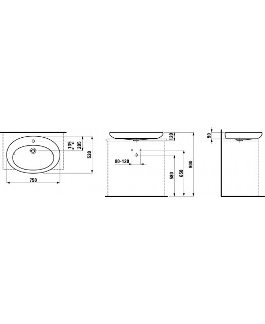 Раковина-чаша ALESSI (LAUFEN) /75х52х12/ (бел)